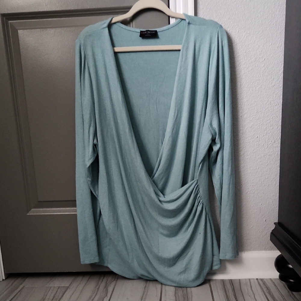 Lane Bryant Elegant Draped Top in Light Blue